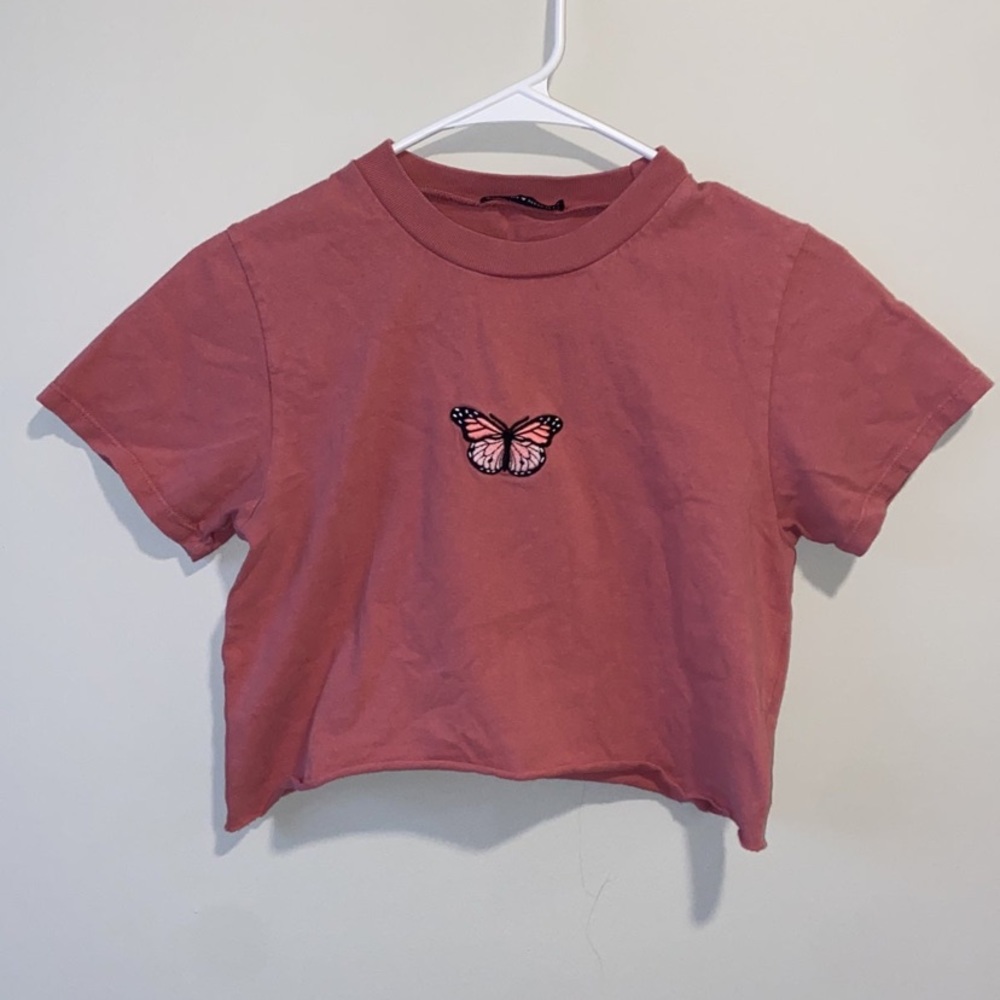 Brandy Melville Womens Cropped Butterfly Tee